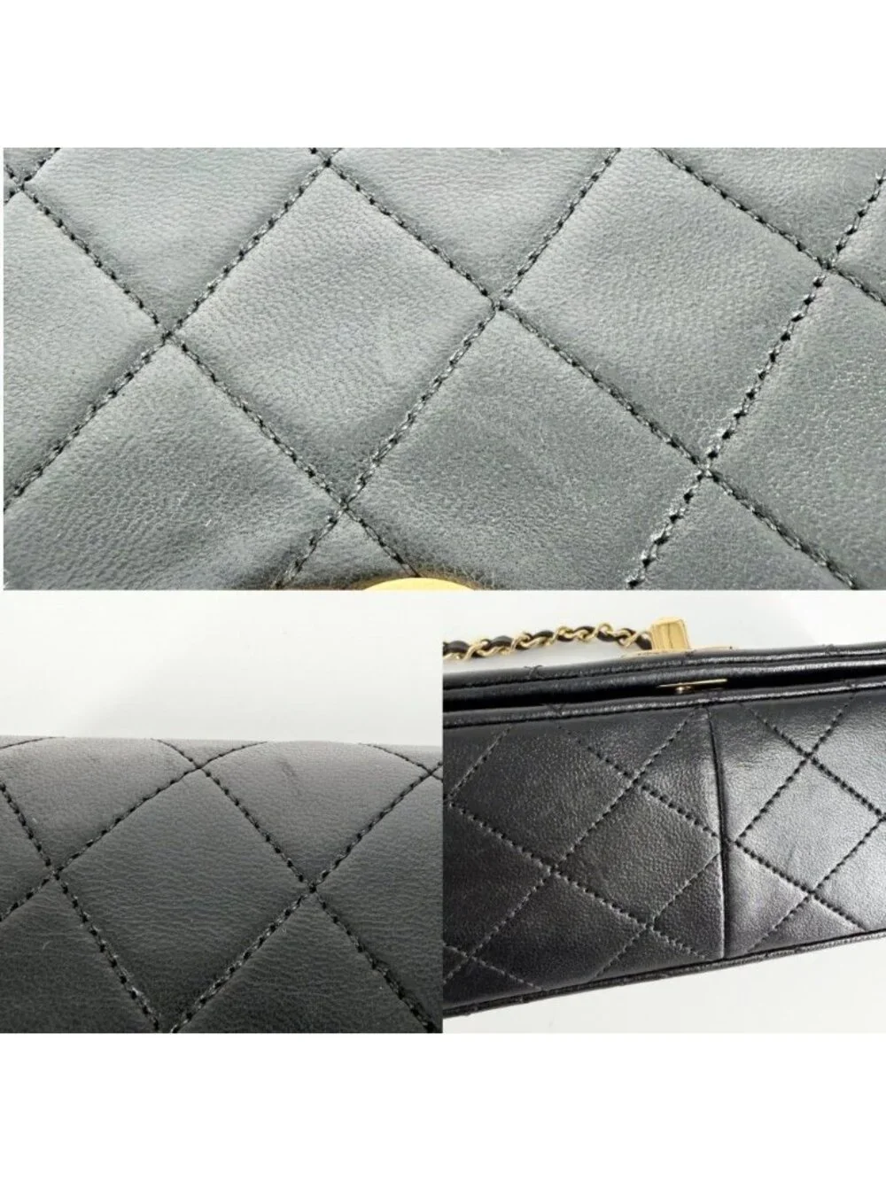 Chanel Shoulder Bag Quilted 23 CC Logo Chain Full Flap Crossbody Lambskin Black